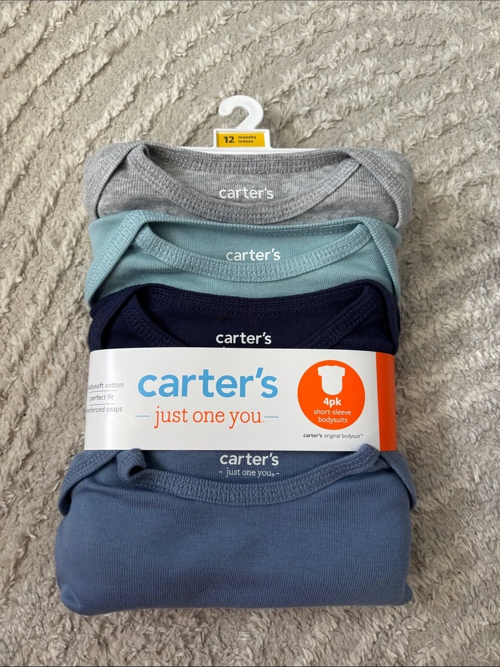 New -Carter's 4-Pack Short-Sleeve Bodysuits - 12 months